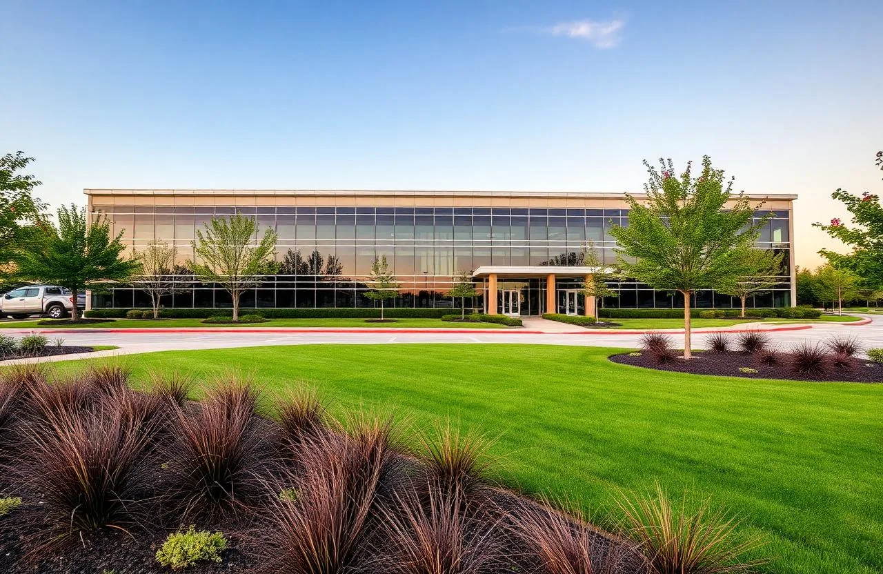 Commercial landscaping for a corporate campus in Plano and Frisco TX