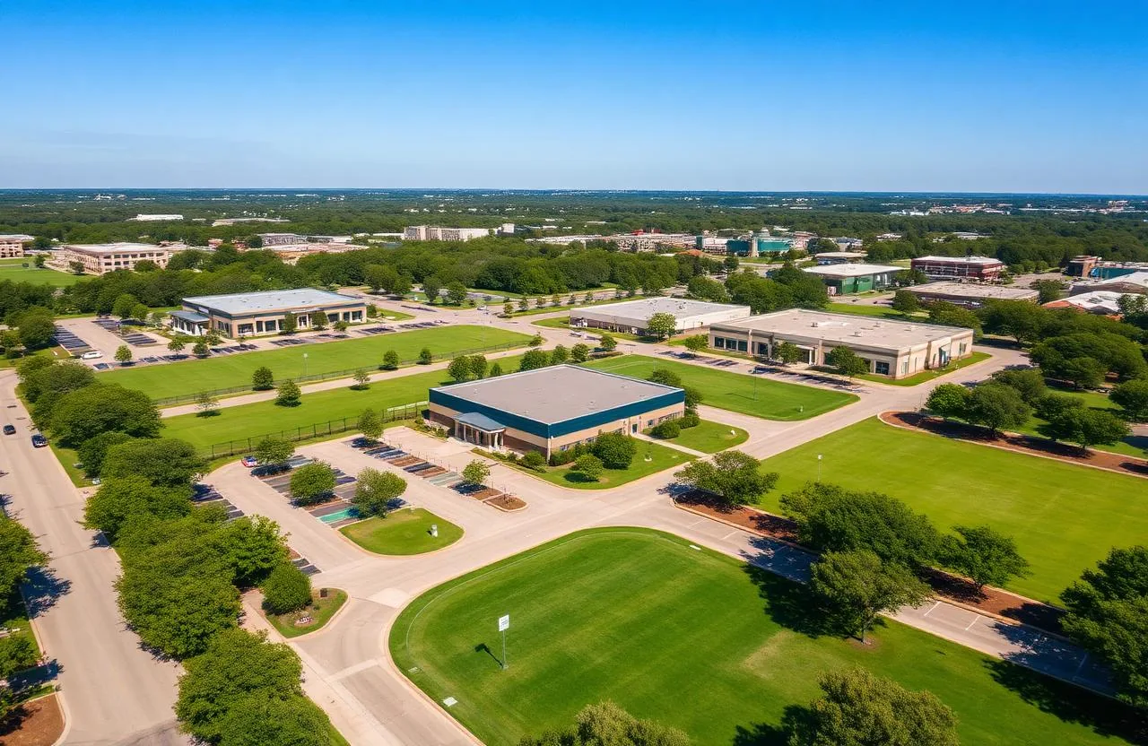 Enhanced commercial property grounds with seasonal color in Dallas TX