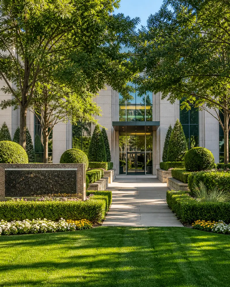 Our Dallas landscaping crew maintaining a commercial property