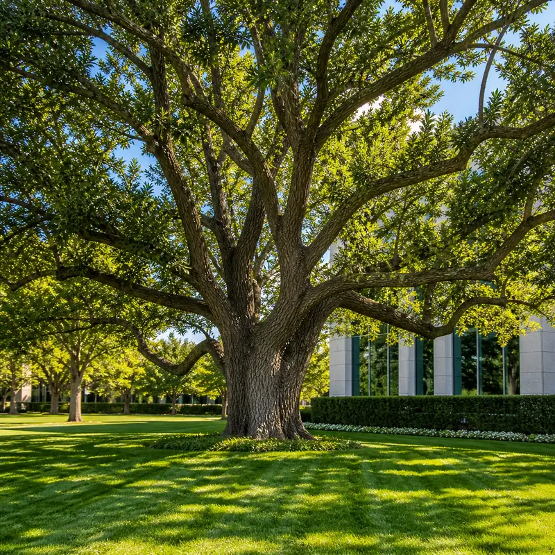Mature live oak tree professionally maintained in Highland Park